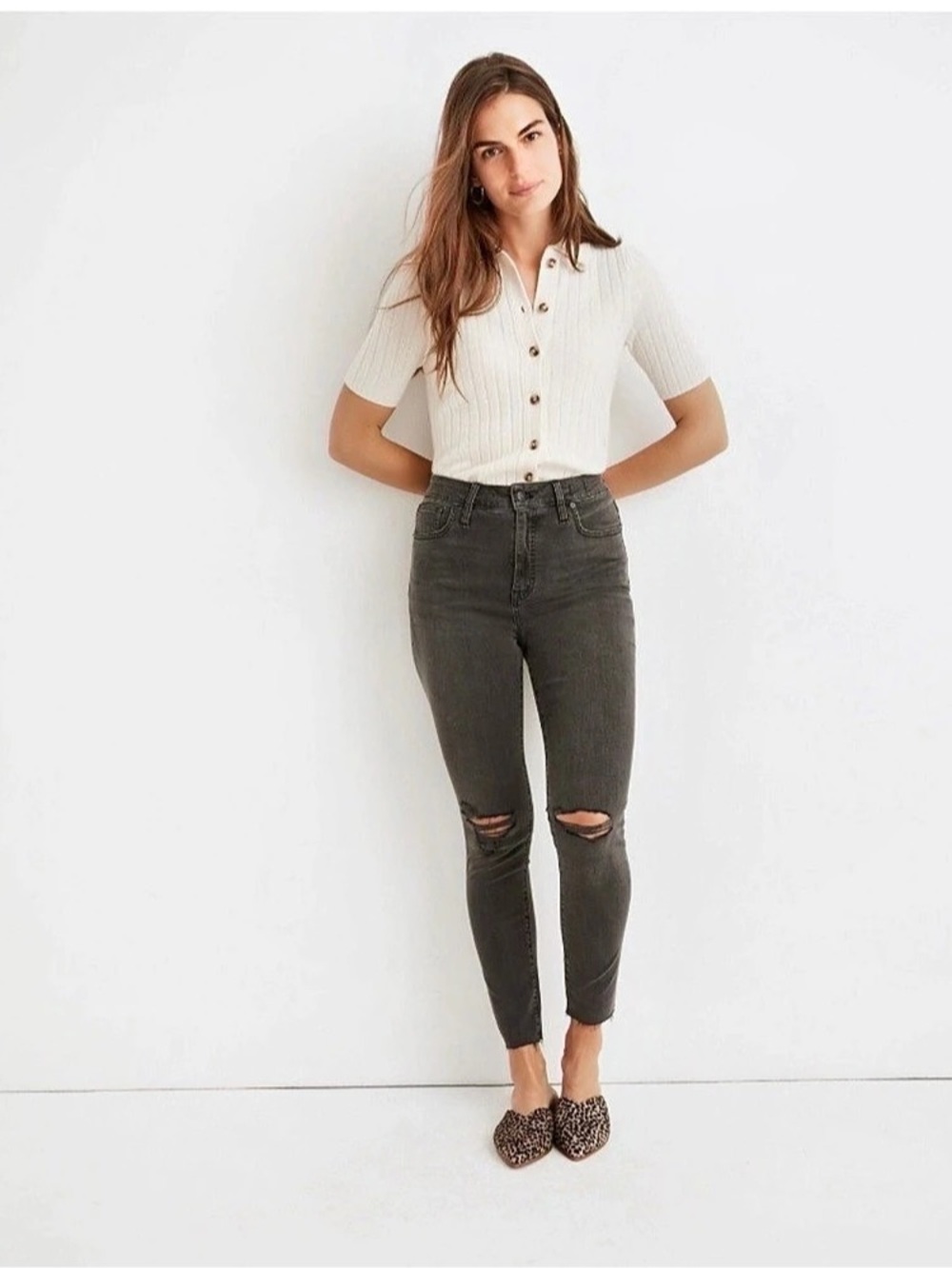 Madewell Curvy High-Rise Skinny Jeans in Black Sea Curvy in Gray